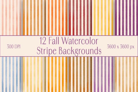 Bring Autumn Warmth with 12 Fall Watercolor Stripe Backgrounds