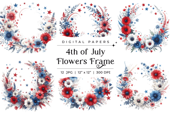 Celebrate Independence Day with Patriotic Floral Frames