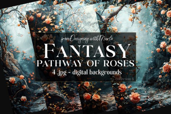 Enchanting Pathways: Fantasy Roses on the Path Backgrounds 6