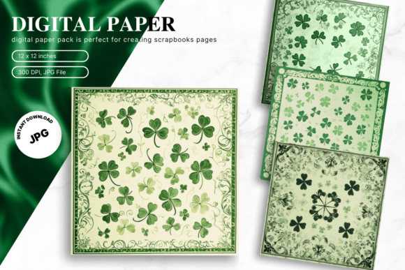 Festive Digital Designs: St. Patrick's Day Clover Backgrounds