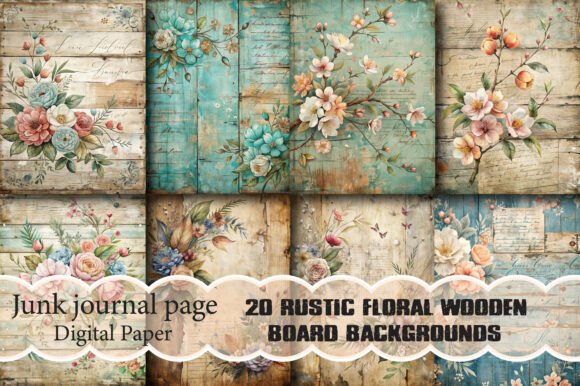 Rustic Floral Wooden Board Backgrounds for Your Projects
