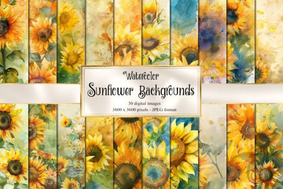 Watercolor Sunflower Backgrounds: Adding Handmade Charm to Digital Projects